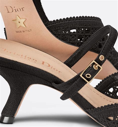 Dior Capture Heeled Mule Black Mesh Cannage Embroidery